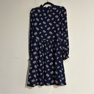 Boden Clara Jersey Knit Ruffle Floral Patterned Long Sleeve Mini Dress Size 4